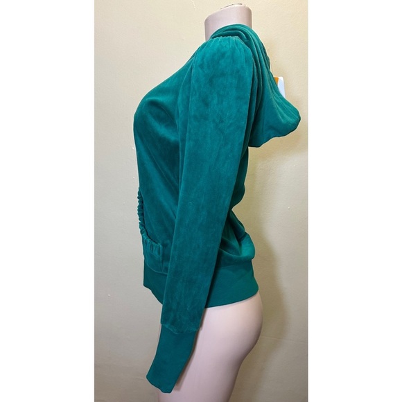 NWT Sideways Satin Lined Zip Front Velvet Hoodie with Kangaroo Pockets. - Picture 2 of 8